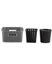 Hitech Home One Marvel No. 20 Black & Silver Plastic Basket (Set of 3)