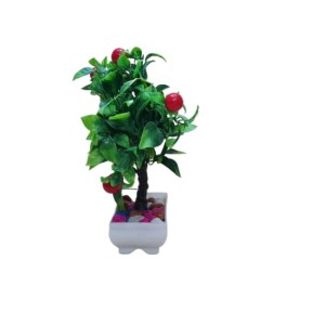 Hitech Artificial Green Cherry Bonsai with Pot for Home, Garden and Office Decor
