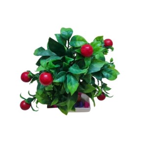 Hitech Artificial Green Cherry Bonsai with Pot for Home, Garden and Office Decor
