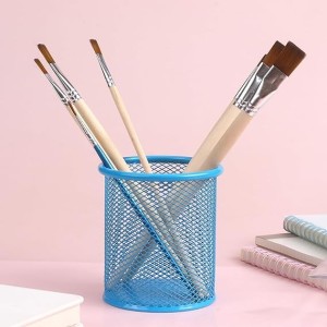 Blue Round Mesh Pen Stand Pencil Holder I Desk Organizer for Office, Study & Home | Desk Organizer for Office, Study & Home (Blue)