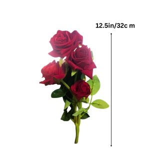 Artificial Red Rose Bouquet (with Pot) – Realistic Faux Roses with Green Leaves, Decorative Fake Flower Stem for Home Décor, Wedding, Valentine’s Day, Anniversary & Table Centerpiece (Mutlicolor)