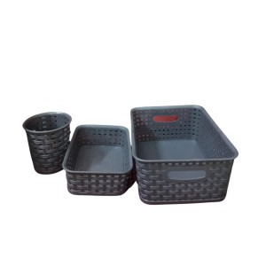 Grey Plastic Storage Basket, Durable Storage Container, Organizer Basket, Home Storage, Plastic Basket for Closet, Bathroom, Kitchen, Office combo (set of 3)