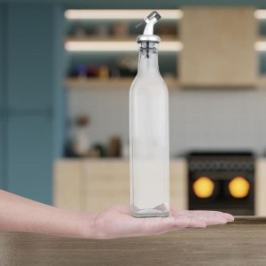 Hitech Sales 500ml Glass Oil Dispenser – Transparent | Leak-Proof, BPA-Free, Easy-Pour Spout for Kitchen Use