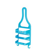 Plastic Hanging Shower Caddy – 3-Tier Bathroom Storage Organizer Rack for Toiletries & Essentials (Blue)