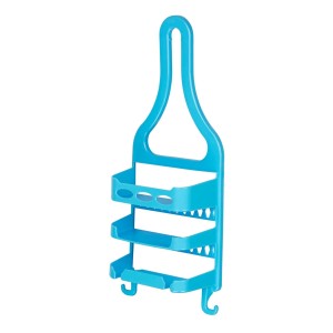 Plastic Hanging Shower Caddy – 3-Tier Bathroom Storage Organizer Rack for Toiletries & Essentials (Blue)