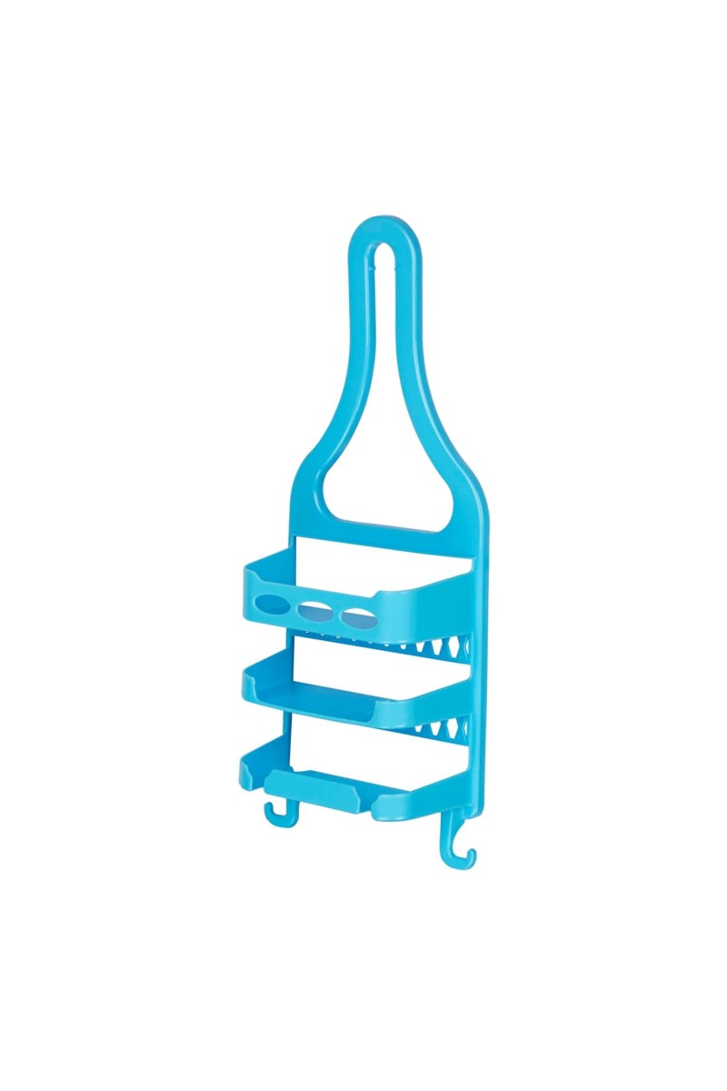 Plastic Hanging Shower Caddy – 3-Tier Bathroom Storage Organizer Rack for Toiletries & Essentials (Blue)