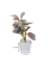 Artificial Leaf Plant with Pot Realistic Faux Greenery Home Office Decor Indoor Outdoor