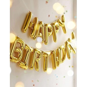 HitechSales Birthday Party Decoration Combo - Happy Birthday Foil Banner (13 Pcs), Latex Balloons (30 Pcs), Ribbon & Small Straw Pipe - Perfect Balloons for Birthday Decoration