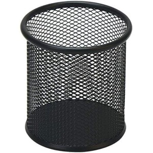 Black Round Mesh Pen Stand Pencil Holder pack of 1 I Desk Organizer for Office, Study & Home (Black)