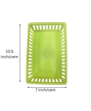 Plastic Rectangular Storage Basket Set of 4 – Multipurpose Organizer Trays for Kitchen, Office & Home Use (Green)