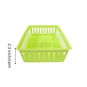 Plastic Rectangular Storage Basket Set of 4 – Multipurpose Organizer Trays for Kitchen, Office & Home Use (Green)