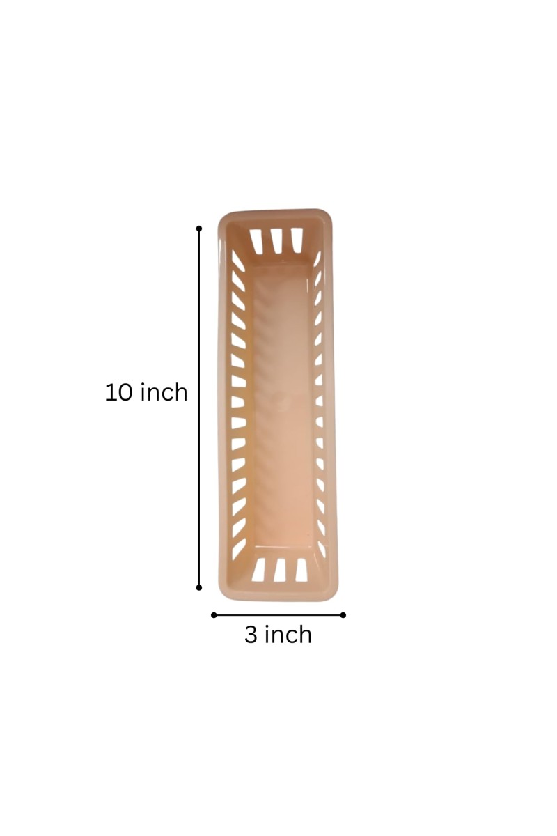 Plastic Basket Organizer – Durable PP Storage Bin with Handles, Stackable & Ventilated – Multi‑Purpose Organizer for Kitchen, Bathroom, Pantry, Office (Light peach) set of 3