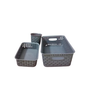 Grey Plastic Storage Basket, Durable Storage Container, Organizer Basket, Home Storage, Plastic Basket for Closet, Bathroom, Kitchen, Office combo (set of 3)