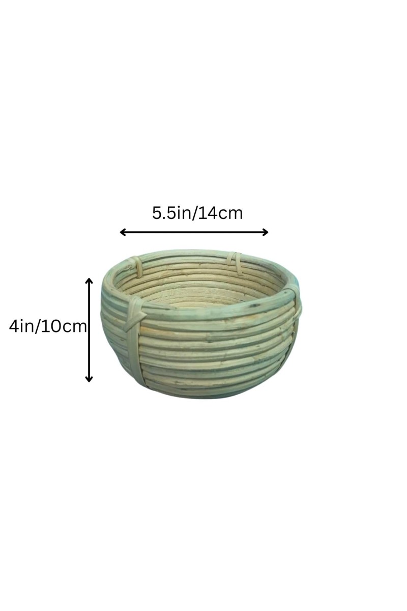 Handwoven Bamboo Basket Bowl – Round Natural Rattan Storage Basket for Kitchen, Tabletop, Fruit, Bread & Home Décor