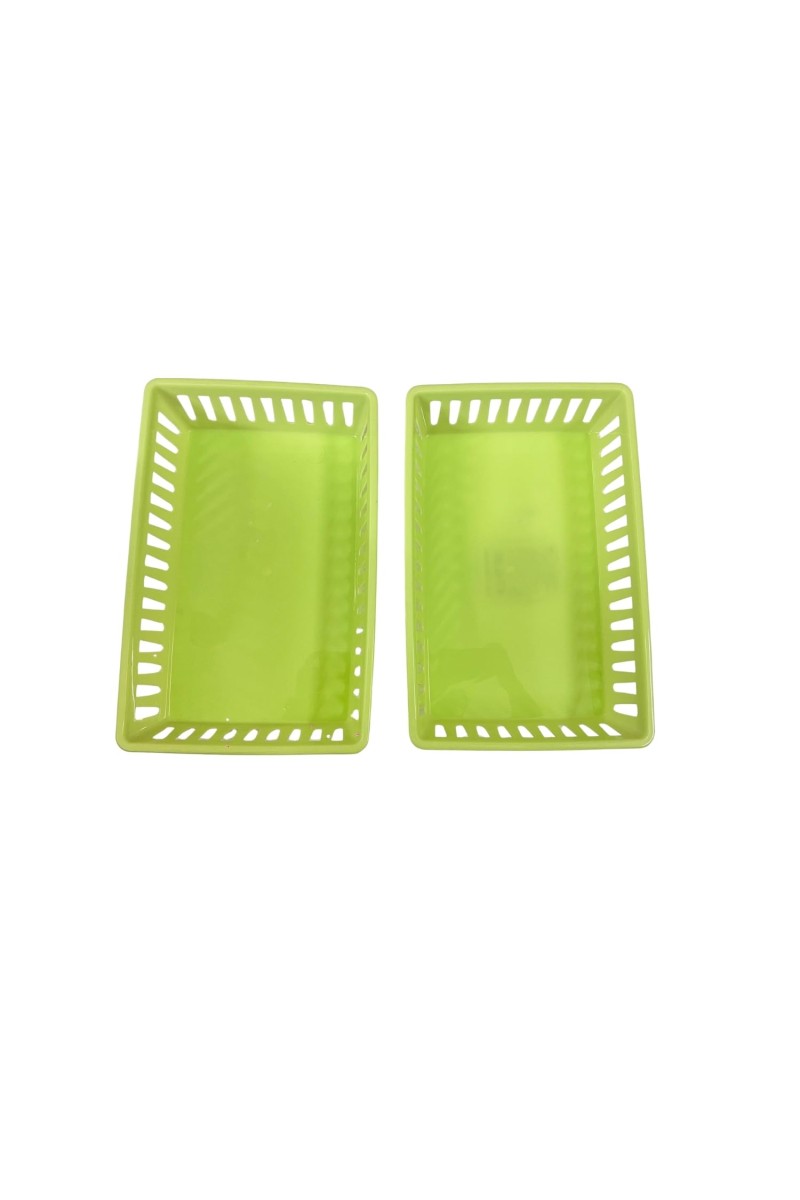 Plastic Handy Basket Green Colour, Ideal For All Bedroom and Home set of 2