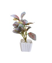 Artificial Leaf Plant with Pot Realistic Faux Greenery Home Office Decor Indoor Outdoor