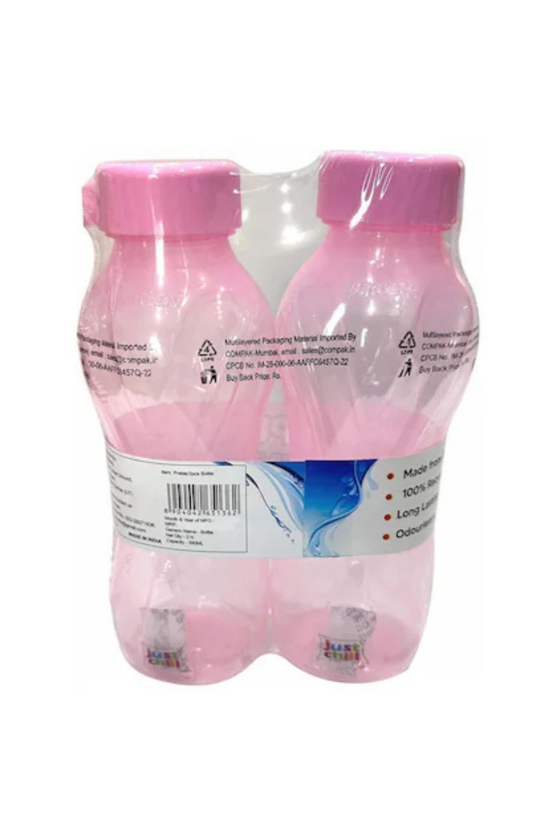 Plastic Water Bottle Set of 2 – 590 ml Each, BPA-Free, Leak-Proof, Reusable, Durable Travel & Gym Bottle – Lightweight, Easy to Carry, Ideal for School, Office, Outdoor Use