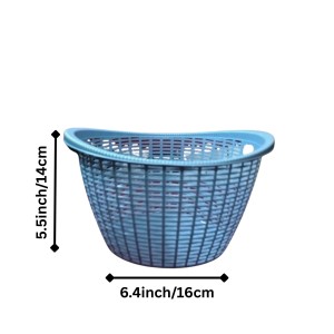 Plastic Fruit Basket with Ventilated Mesh Design – Lightweight Multipurpose Kitchen Storage Basket for Fruits & Vegetables | Durable Open Weave Basket for Home Use (Blue)