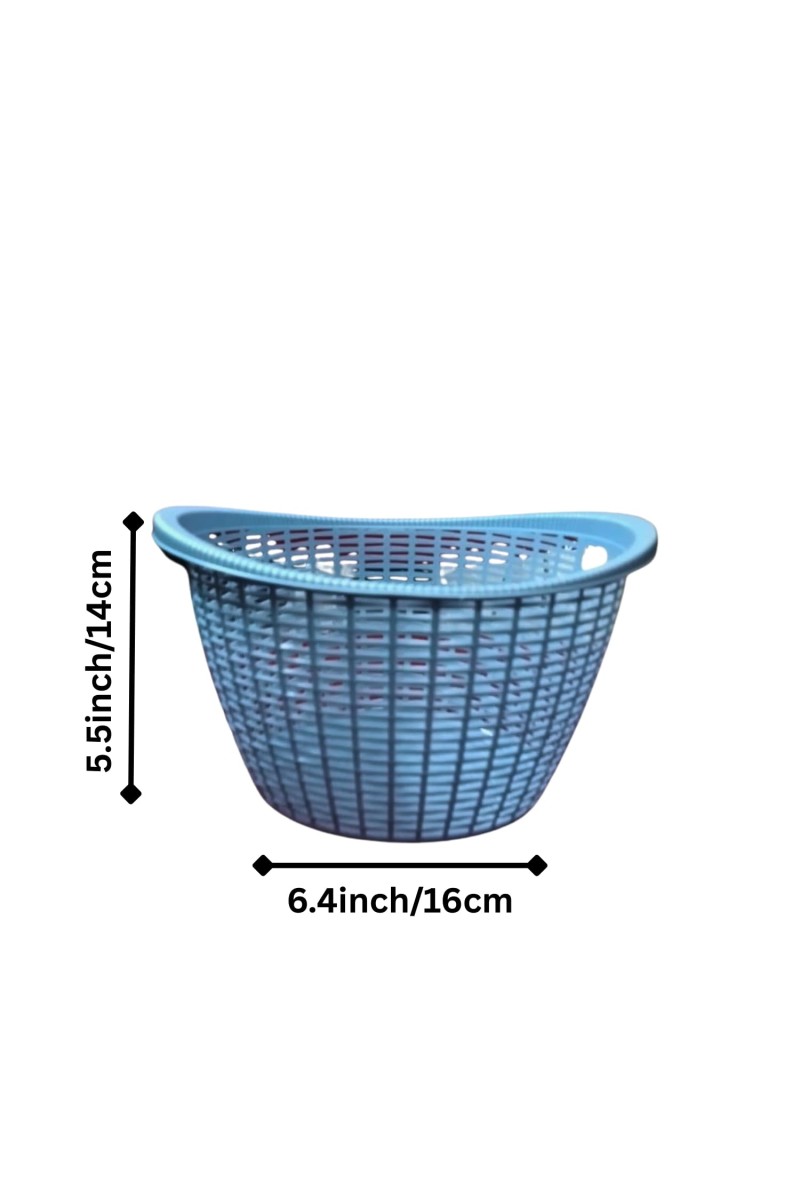 Plastic Fruit Basket with Ventilated Mesh Design – Lightweight Multipurpose Kitchen Storage Basket for Fruits & Vegetables | Durable Open Weave Basket for Home Use (Blue)