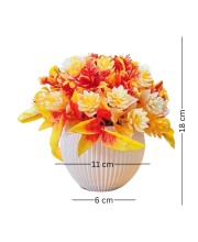HiTechMart Artificial Flower Arrangement with Vase – Lifelike Orange & Yellow Faux Bouquet for Home Décor, Office, Living Room, Table Centerpiece, and Gift – Elegant & Maintenance-Free