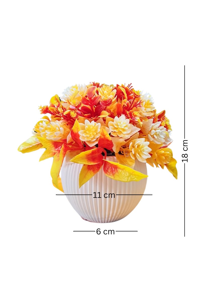 HiTechMart Artificial Flower Arrangement with Vase – Lifelike Orange & Yellow Faux Bouquet for Home Décor, Office, Living Room, Table Centerpiece, and Gift – Elegant & Maintenance-Free