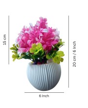 HI TECH Sales Artificial Flower Plant with Pot – Pink & Green Decorative Faux Floral Arrangement for Home & Office Décor | Indoor Tabletop Decoration