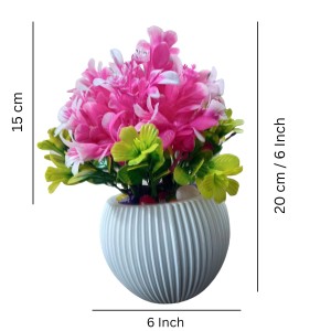 HI TECH Sales Artificial Flower Plant with Pot – Pink & Green Decorative Faux Floral Arrangement for Home & Office Décor | Indoor Tabletop Decoration