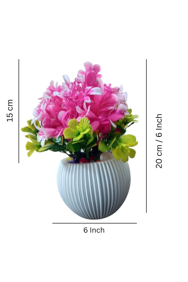 HI TECH Sales Artificial Flower Plant with Pot – Pink & Green Decorative Faux Floral Arrangement for Home & Office Décor | Indoor Tabletop Decoration