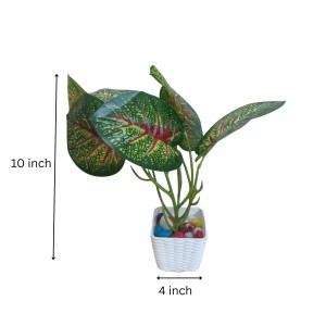 Artificial Indoor Leaf Plant with Pot – Realistic Faux Greenery, No Maintenance, Perfect for Home, Office or Shelf Décoration.