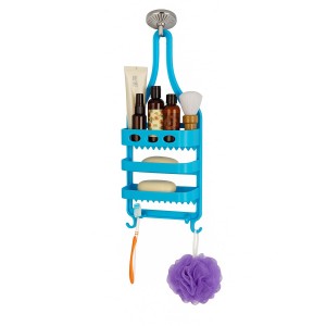 Plastic Hanging Shower Caddy – 3-Tier Bathroom Storage Organizer Rack for Toiletries & Essentials (Blue)