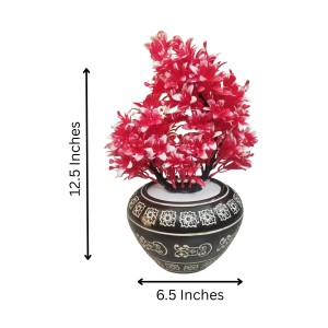 Artificial Flower Bunch with Designer Pot | 12.5 x 6.5 Inches Decorative Faux Floral Vase for Home, Office & Gift Use
