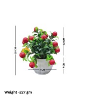 HiTechMart Artificial Cherry Fruit Plant in White Pot – Lifelike Decorative Faux Greenery for Home & Office Décor, Small Tabletop Indoor Plant
