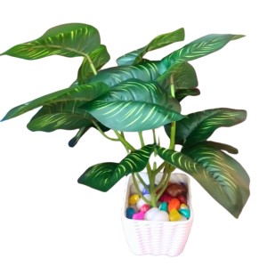 Artificial Indoor Leaf Plant with Pot – Realistic Faux Greenery, No Maintenance, Perfect for Home, Office or Shelf Décoration.