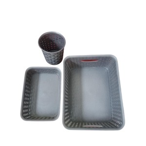 Grey Plastic Storage Basket, Durable Storage Container, Organizer Basket, Home Storage, Plastic Basket for Closet, Bathroom, Kitchen, Office combo (set of 3)