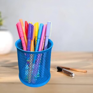 Blue Round Mesh Pen Stand Pencil Holder I Desk Organizer for Office, Study & Home | Desk Organizer for Office, Study & Home (Blue)