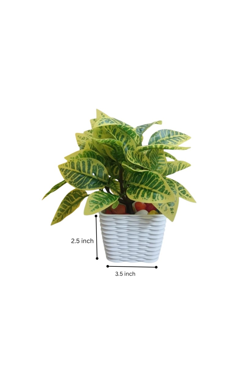 Artificial Leaf Plant with Pot Realistic Faux Greenery Indoor Decoration Home Office Tabletop Decor