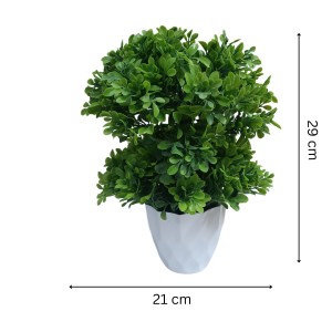 Hitech Sales Mini Artificial Bonsai Plants with Realistic Granite White Plastic Pot Aesthetic Home Decorations for Living Room Bedroom Home Decor, Office Desk, Gift for Birthday Housewarming