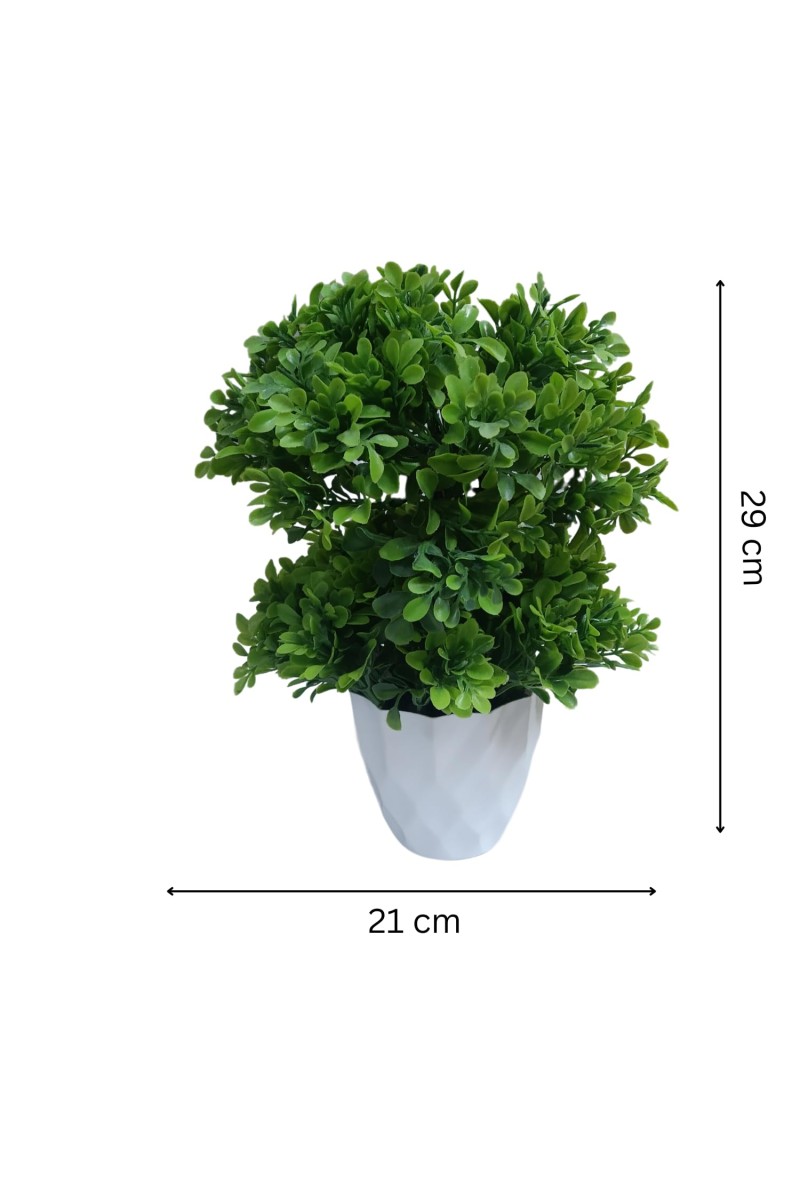Hitech Sales Mini Artificial Bonsai Plants with Realistic Granite White Plastic Pot Aesthetic Home Decorations for Living Room Bedroom Home Decor, Office Desk, Gift for Birthday Housewarming