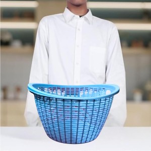 Plastic Fruit Basket with Ventilated Mesh Design – Lightweight Multipurpose Kitchen Storage Basket for Fruits & Vegetables | Durable Open Weave Basket for Home Use (Blue)