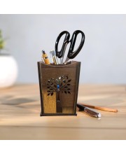 Wooden Pen Holder Stand – Pencil Cup, Makeup Brush Holder, Desk Organizer for Office, Home Decor & Art Supplies Storage
