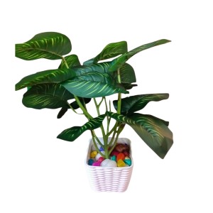 Artificial Indoor Leaf Plant with Pot – Realistic Faux Greenery, No Maintenance, Perfect for Home, Office or Shelf Décoration.