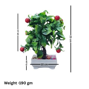 HiTechMart Artificial Bonsai Tree with Red Fruits – Lifelike Decorative Miniature Potted Plant for Home & Office Décor, Faux Greenery with Ceramic Planter