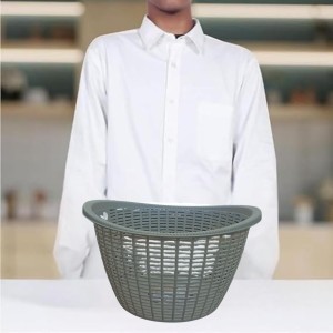 Plastic Fruit Basket with Ventilated Mesh Design – Lightweight Multipurpose Kitchen Storage Basket for Fruits & Vegetables | Durable Open Weave Basket for Home Use (Grey). (Grey)