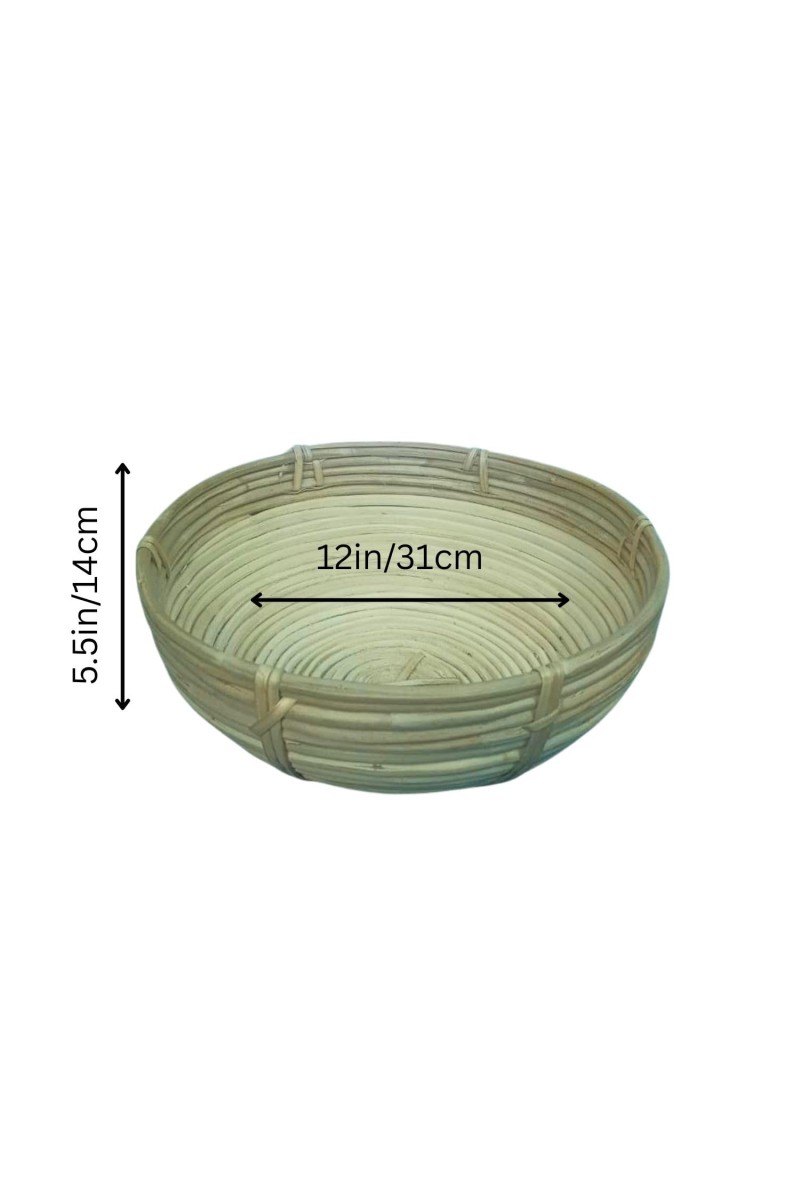 Round Bamboo Basket – Natural Woven Serving & Storage Basket for Fruit, Bread & Home Décor