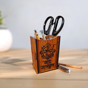 Wooden Pen Holder Stand – Pencil Cup, Makeup Brush Holder, Desk Organizer for Office, Home Decor & Art Supplies Storage