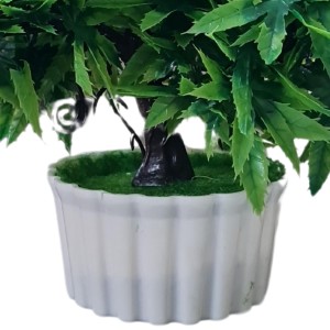 HiTechMart Artificial Green Bonsai Tree – Lifelike Faux Miniature Plant in White Pot for Home & Office Décor, Maintenance-Free Decorative Greenery