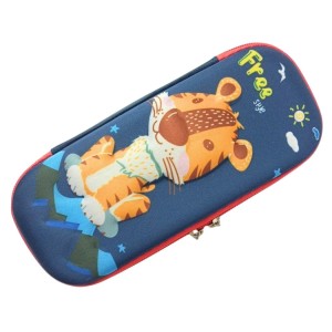 3D Hard Cover Large Capacity Waterproof Cute Pencil Case Stationery Cosmetic Box with Compartments Pencil Case for Kids Boys Cute Pen Pouch for Kindergarten and School (Tiger)