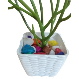 Artificial Indoor Leaf Plant with Pot – Realistic Faux Greenery, No Maintenance, Perfect for Home, Office or Shelf Décoration.