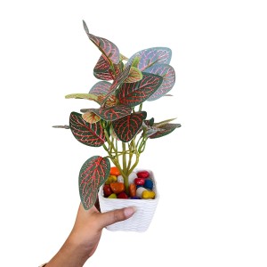 Artificial Leaf Plant with Pot Realistic Faux Greenery Home Office Decor Indoor Outdoor