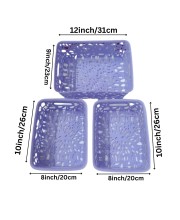 Plastic Storage Baskets Set of 3 – Decorative Organizer Bins with Cutout Design for Home, Office, Bathroom, or Kitchen – Durable & Lightweight – Purple Plastic Storage Baskets Set of 3 – Decorative Organizer Bins with Cutout Design for Home, Office, Bathroom, or Kitchen – Durable & Lightweight – Purple